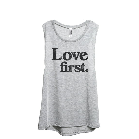 Love First Women's Fashion Sleeveless Muscle Workout Yoga Tank Top Sport Grey X-Large