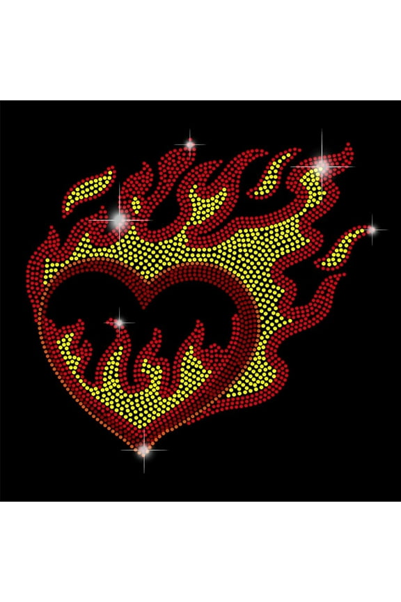 Love Flame Iron on Rhinestone Transfer Flame Heart Bling Rhinestone T-Shirt Transfer Rhinestone Iron on Heat Transfer Hot Fix Stickers DIY Decor for Clothing Hoodies Birthday Gift
