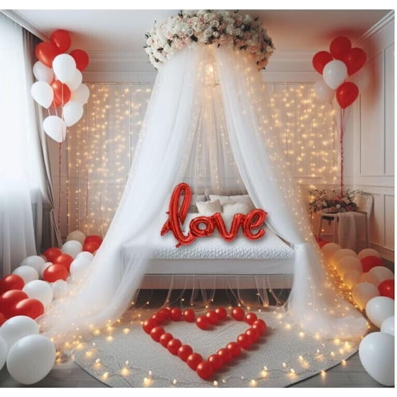 Love Foil Decoration items Set For Couples, Husband, Wife (Set of 37)
