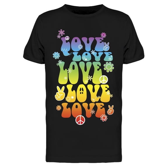 Love Font Peace Doodles Tee Men's -Image by Shutterstock
