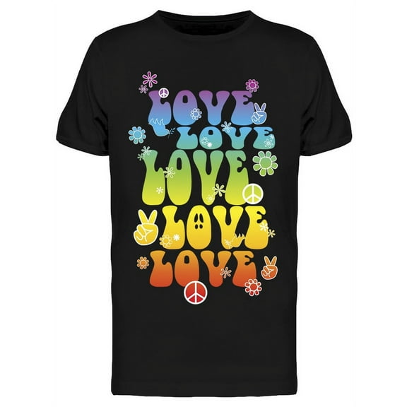 Love Font Peace Doodles T-Shirt Men -Image by Shutterstock, Male Medium
