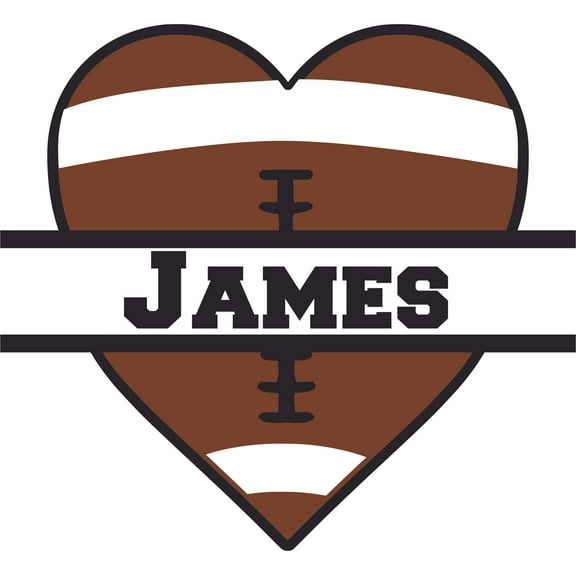 Love Football Heart Team Sports Customized Wall Decal - Custom Vinyl Wall Art - Personalized Name - Baby Girls Boys Kids Bedroom Wall Decal Room Decor Wall Stickers Decoration Size (20x20 inch)