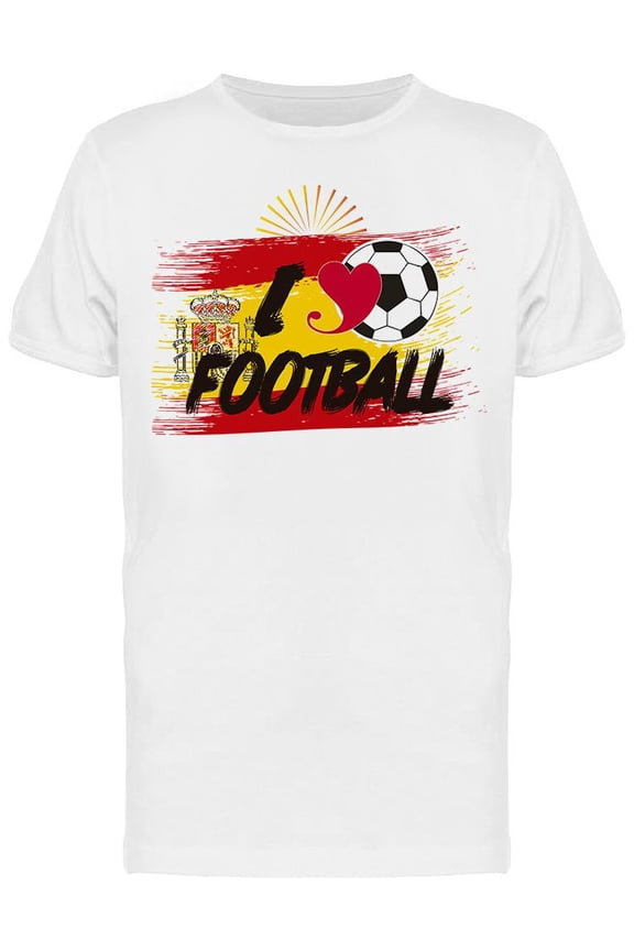 Love Football, Spain Flag T-Shirt Men -Image by Shutterstock, Male Small