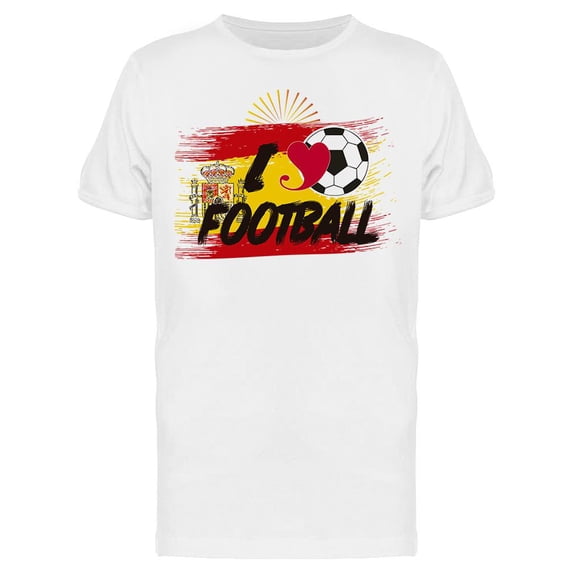Love Football, Spain Flag T-Shirt Men -Image by Shutterstock, Male Small