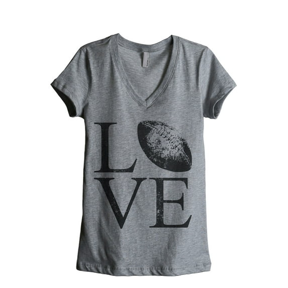 Love Football Women's Fashion Relaxed V-Neck T-Shirt Tee Heather Grey Medium