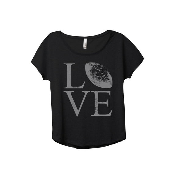 Love Football Women's Fashion Slouchy Dolman T-Shirt Tee Heather Black 2X-Large