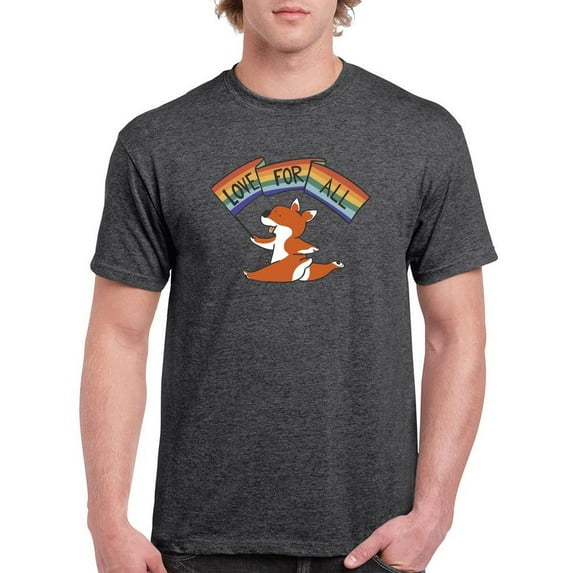 Love For All Corgi With Flag T-Shirt Men -Smartprints Designs, Male 5X-Large