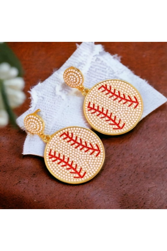 Love For The Baseball Game Bead Earrings