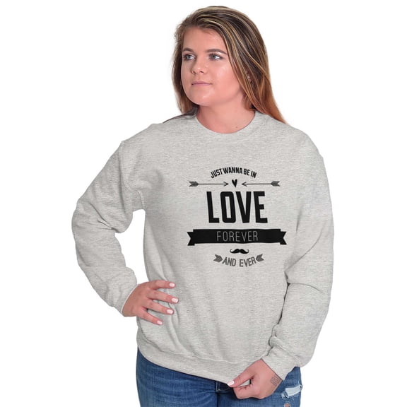 Love Forever Cute Romantic Valentine Women Plus Size Crewneck Sweatshirt Brisco Brands 2X