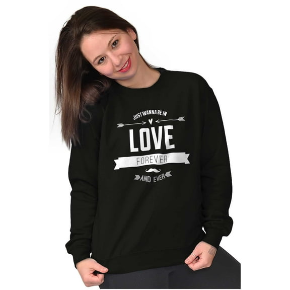 Love Forever Cute Romantic Valentine Women Plus Size Crewneck Sweatshirt Brisco Brands 3X