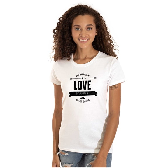 Love Forever Cute Romantic Valentine Womens Slim Fit Graphic Tee Brisco Brands L