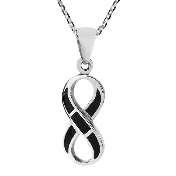Love Forever Infinity Symbol Black Onyx .925 Silver Necklace