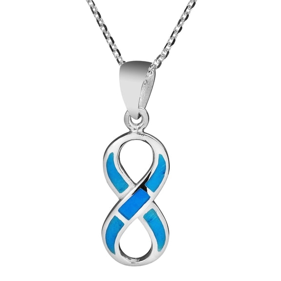 Love Forever Infinity Symbol Blue Turquoise .925 Silver Necklace