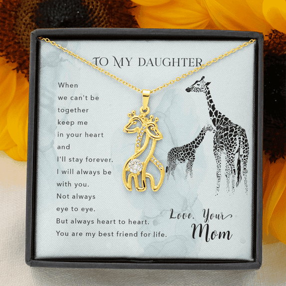 Love Forever Mom Daughter Gift Necklace, Gift Necklace For Daughter, Giraffe Necklace, Birthday Gift Necklace For Daughter, From Mom