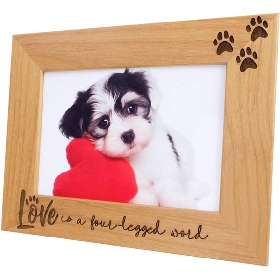 Pets Writing Frame Wood Engraved Pet Memory Frame 'Love is a Four-Legged Word', Dog/Cat ...