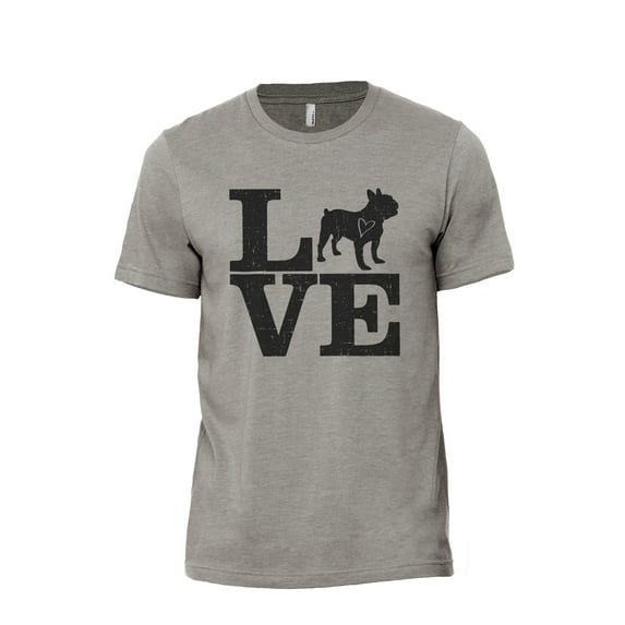 Love Frenchie Men's Modern Fit Fun Casual T-Shirt Printed Graphic Tee Military Grey Large