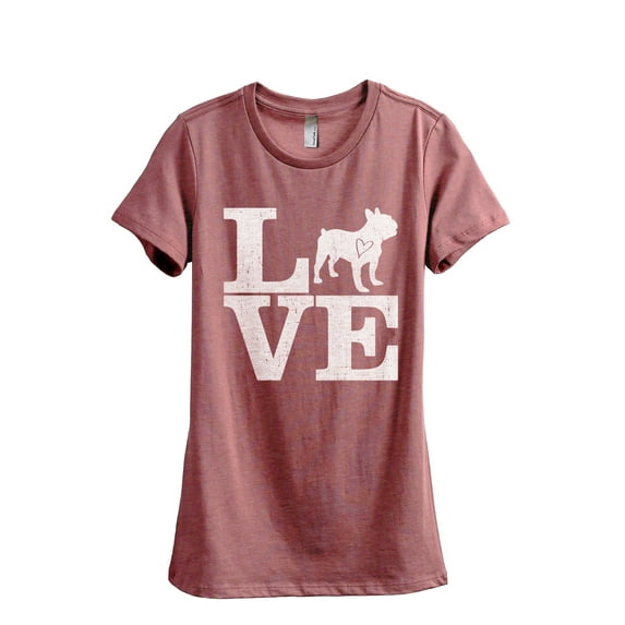 Love Frenchie Women's Fashion Relaxed T-Shirt Tee Heather Rouge Small