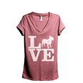 thumbnail image 1 of Love Frenchie Women's Fashion Relaxed V-Neck T-Shirt Tee Heather Rouge Medium, 1 of 3
