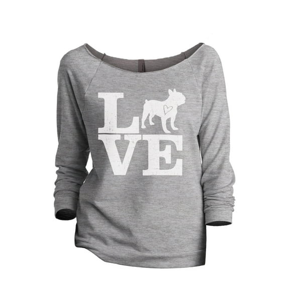 Love Frenchie Women's Fashion Slouchy 3/4 Sleeves Raglan Lightweight Sweatshirt Sport Grey Medium