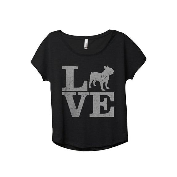 Love Frenchie Women's Fashion Slouchy Dolman T-Shirt Tee Heather Black Medium