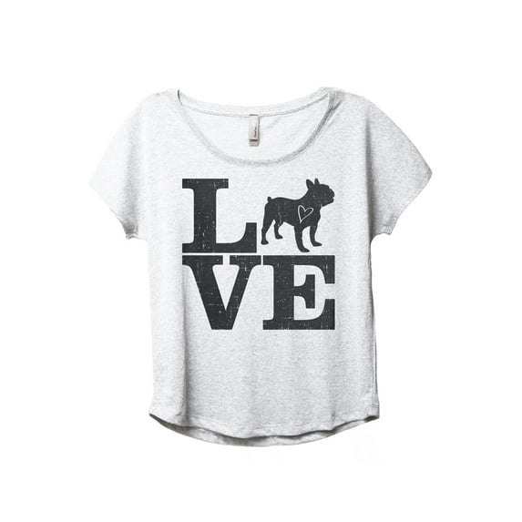 Love Frenchie Women's Fashion Slouchy Dolman T-Shirt Tee Heather White Large