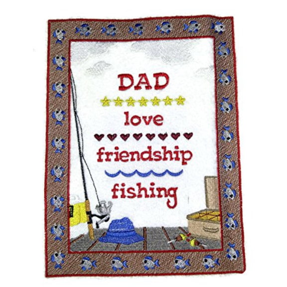Love Friendship Fishing Sampler Embroidered Iron On/Sew patch [8" x 5.9"]