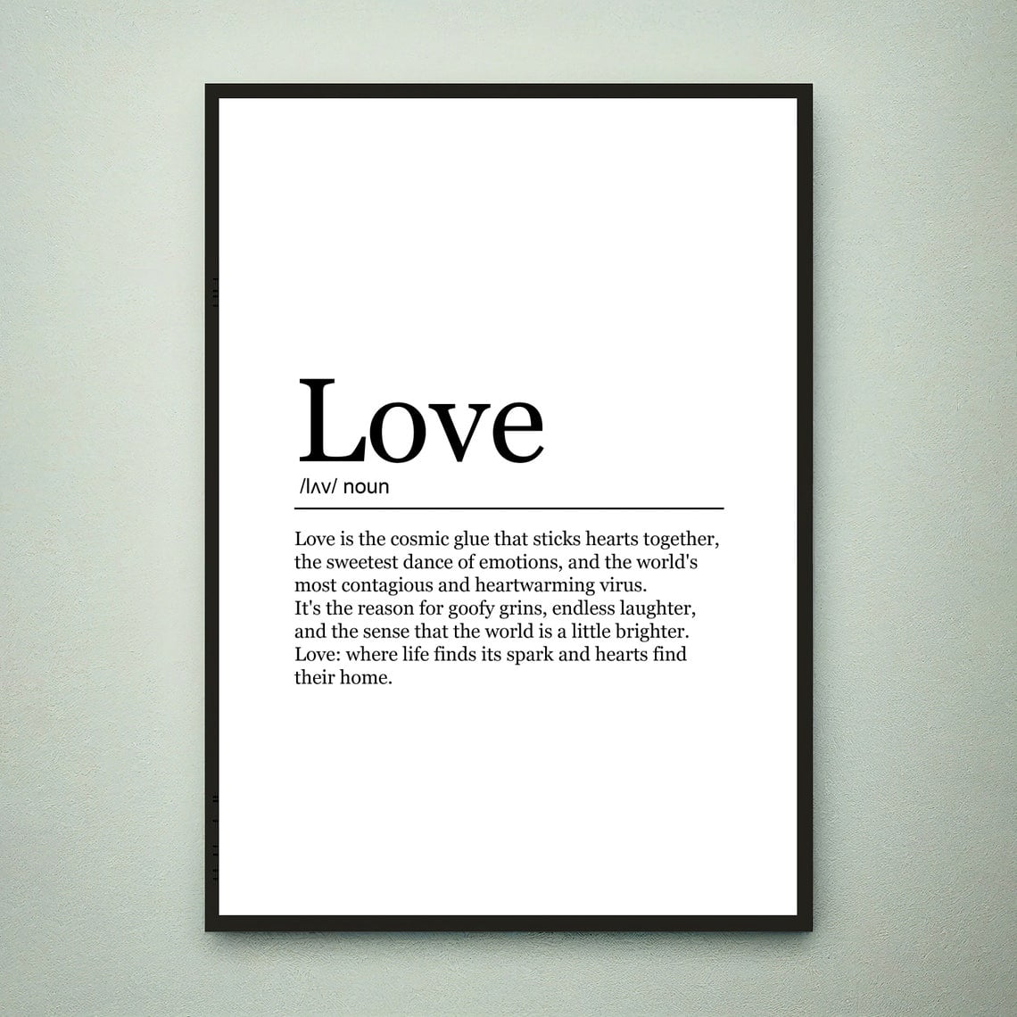 Love Fun Definition Meaning Minimalist Poster, Inspirational Office And ...