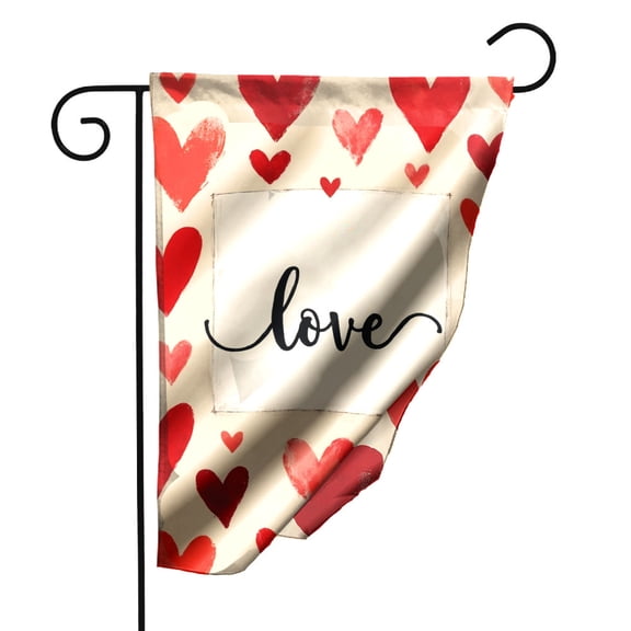 Love Garden Flag Double Sided Polyester Decorative Yard Banner with Hearts Design for Outdoor Home Decor 12.5x18 Inch#23111