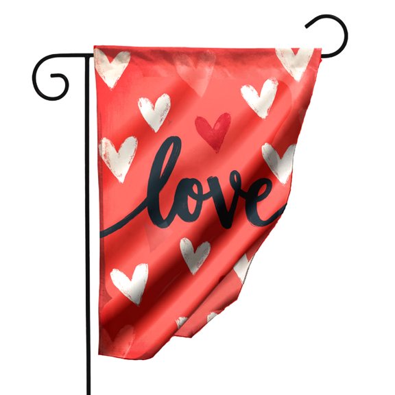 Love Garden Flag Double Sided Polyester Outdoor Decorative Flag with Hearts and Cursive Love Design for Yard Patio Home Decor 12.5x18 Inch#23121