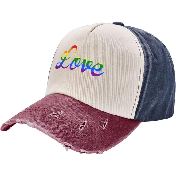 Love Gay Pride LGBT Cowboy Hat Men Vintage Baseball Cap Women Dad Hat Sun Hat Adjustable Trucker Hat Dark Red