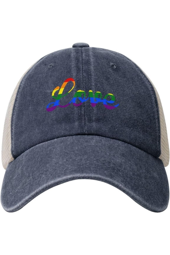 Love Gay Pride LGBT Cowboy Hat Men Vintage Mesh Baseball Cap Women Dad Hat Sun Hat Trucker Hat Black