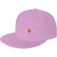 thumbnail image 1 of Love Gay Pride LGBT Flat Brim Hat Classic Fashion Trucker Adjustable Brim Baseball Cap for Men Women Black, 1 of 8