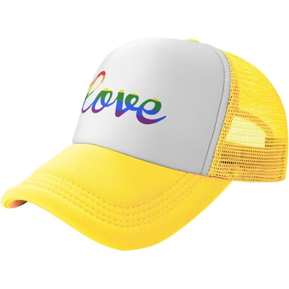 Love Gay Pride LGBT Trucker hat Mesh Baseball Cap Women Sun Hat Cowboy hat Men Hat Dad Hat Black