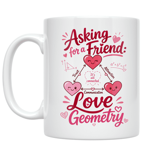 Love Geometry Triangle Hearts Design - Relationship Enthusiast - 11 oz Ceramic Coffee Mug