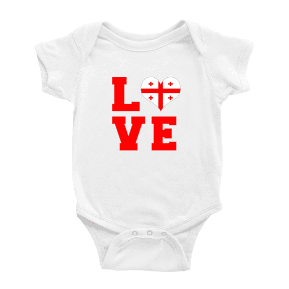 Love Georgia Flag Heart Baby Romper (White, 18-24 Months)