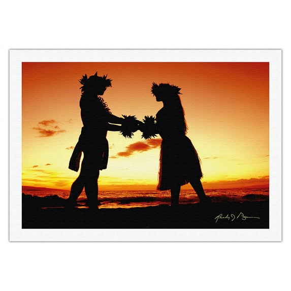 Love Gives Life Within (Ua ola loko i ke aloha) - Hawaiian Hula Dancers at Sunset - From an Original Color Photograph by Randy Jay Braun - Fine Art Rolled Canvas Print 27in x 40in