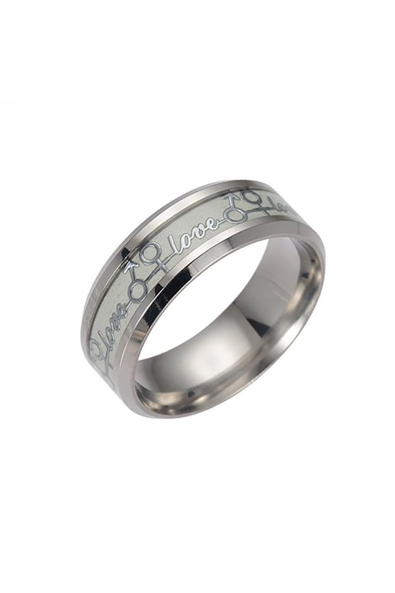 Love Glow In Dark Wedding Band Ring Stainless Steel Men Women Ginger Lyne Collection