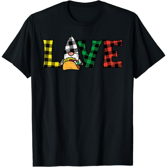 Love Gnome Taco Plaid Mexican Party Cinco De Mayo Women T-Shirt