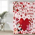 thumbnail image 1 of Love Gnomes Valentines Extra Long Shower Curtain Set, Waterproof Shower Curtains for Bathroom, Pink Red Love Heart Romantic Washable Fabric Cloth Bath Curtain for Bathtub with Hooks 72x96 Inches, 1 of 6