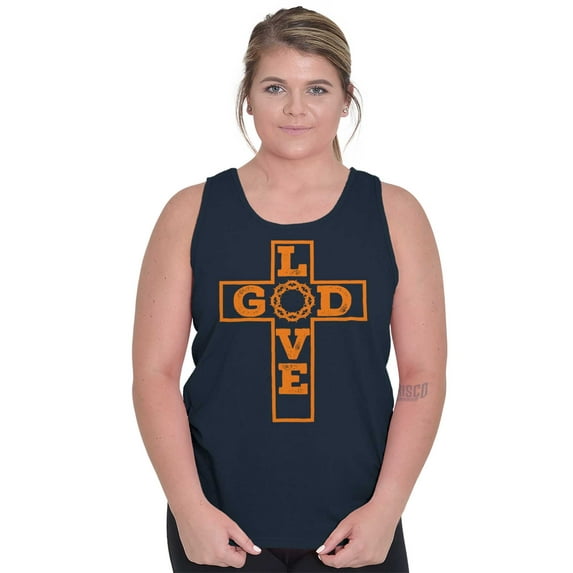 Love God Cross Christian Jesus Christ Tank Top T Shirts Men Women Brisco Brands S