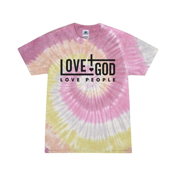 Love God Love People Christian Unisex Tee Ladies Design Short Sleeve Tie Dye T-shirt-Desert Rose-xxxl