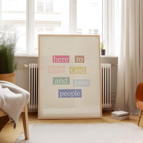 Love God Love People Illustration Print, Nursery Wall Art, Modern Wall Decor For Living Room, 24x36 UNFRAMED