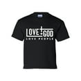 thumbnail image 1 of Love God Love People Youth Unisex Kids Christian Short Sleeve T-shirt Graphic Tee Graphic Tee-Black-large, 1 of 4