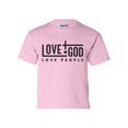 thumbnail image 1 of Love God Love People Youth Unisex Kids Christian Short Sleeve T-shirt Graphic Tee Graphic Tee-Light Pink-large, 1 of 4