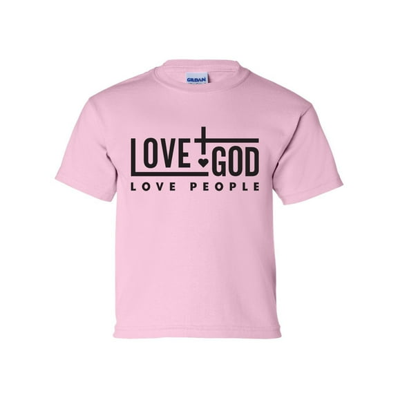 Love God Love People Youth Unisex Kids Christian Short Sleeve T-shirt Graphic Tee Graphic Tee-Light Pink-xl