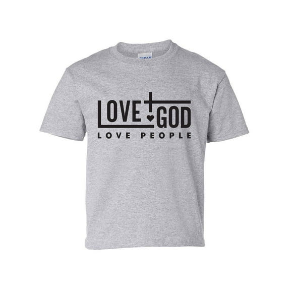 Love God Love People Youth Unisex Kids Christian Short Sleeve T-shirt Graphic Tee Graphic Tee-Sports Grey-medium