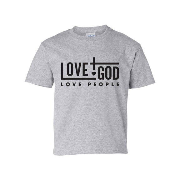 Love God Love People Youth Unisex Kids Christian Short Sleeve T-shirt Graphic Tee Graphic Tee-Sports Grey-xl