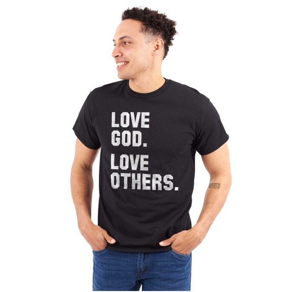 Love God and Others Christian Quote Plus Size Crewneck Graphic Tee Shirt Brisco Brands 3X