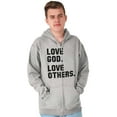thumbnail image 1 of Love God and Others Christian Quote Unisex Fleece Graphic Zip Up Hoodie Brisco Brands 4X, 1 of 5