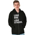 thumbnail image 1 of Love God and Others Christian Quote Unisex Fleece Graphic Zip Up Hoodie Brisco Brands 5X, 1 of 5
